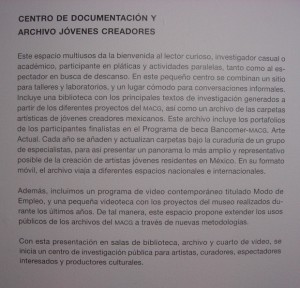 Texto de presentación Centro Documentación MACG-Programa Bancomer